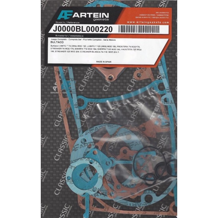 Kit completo juntas de motor Artein J0000BL000220 Bultaco FRONTERA 74, SHERPA 74, STREAKER 74 - 125