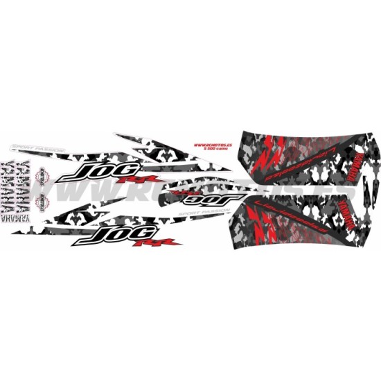 KIT PEGATINAS YAMAHA JOG RR  CAMUFLAJE ROJO