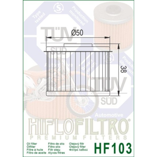 Filtro de Aceite Hiflofiltro HF103 | RCMotos
