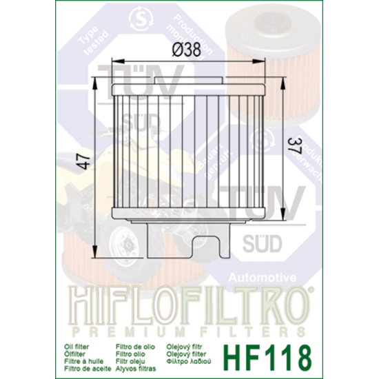 Filtro de Aceite Hiflofiltro HF118 | RCMotos