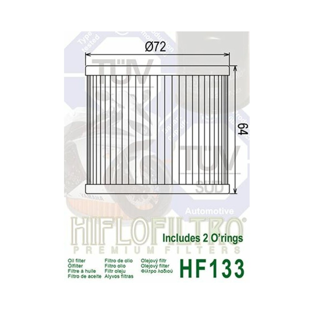 Filtro de Aceite Hiflofiltro HF133 | RCMotos