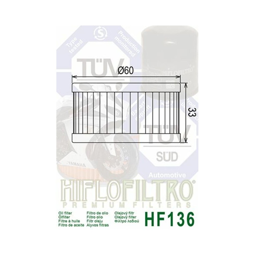 Filtro de Aceite Hiflofiltro HF136 | RCMotos