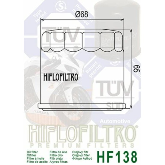 Filtro de Aceite Hiflofiltro HF138 | RCMotos