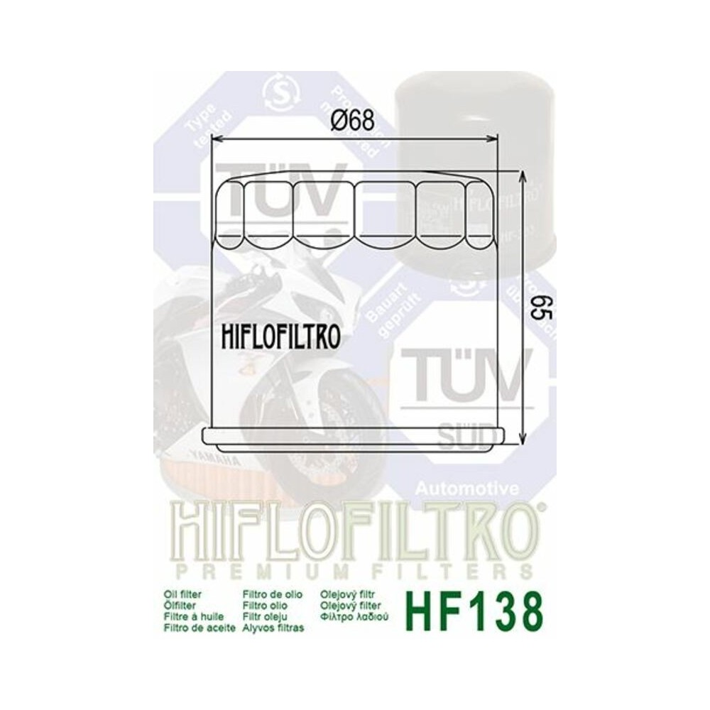 Filtro de Aceite Hiflofiltro HF138 | RCMotos