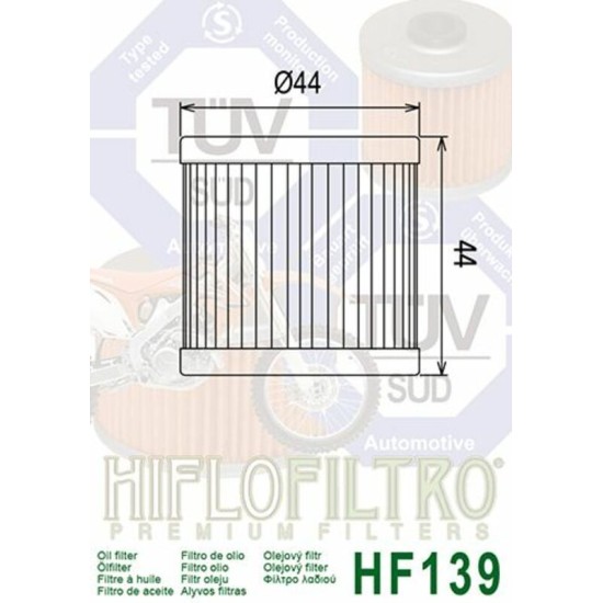 Filtro de Aceite Hiflofiltro HF139 | RCMotos