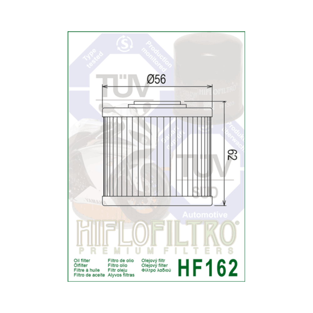 Filtro de Aceite Hiflofiltro HF162 | RCMotos