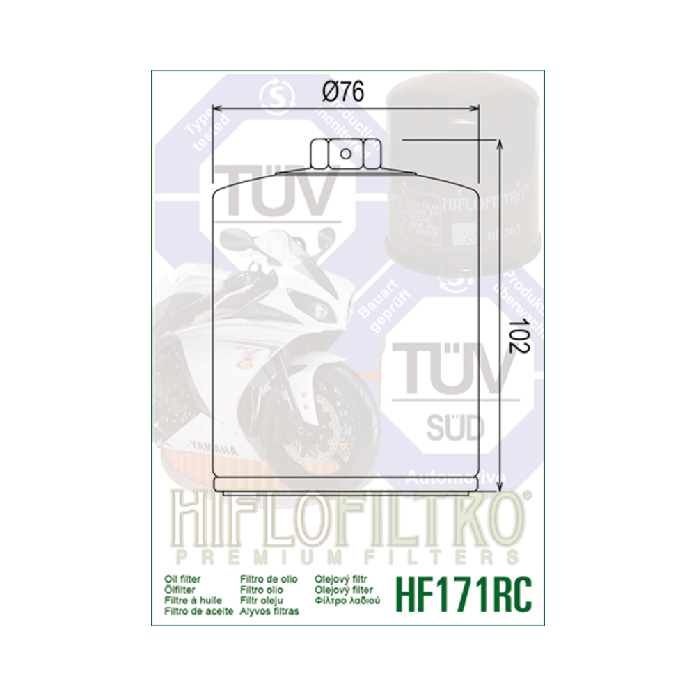 Filtro de Aceite Hiflofiltro HF171CRC | RCMotos