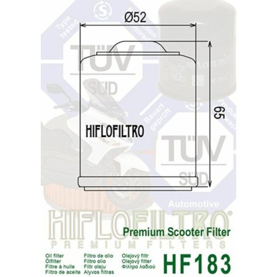 Filtro de Aceite Hiflofiltro HF183 | RCMotos