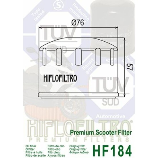 Filtro de Aceite Hiflofiltro HF184 | RCMotos