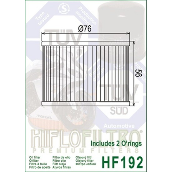Filtro de Aceite Hiflofiltro HF192 | RCMotos