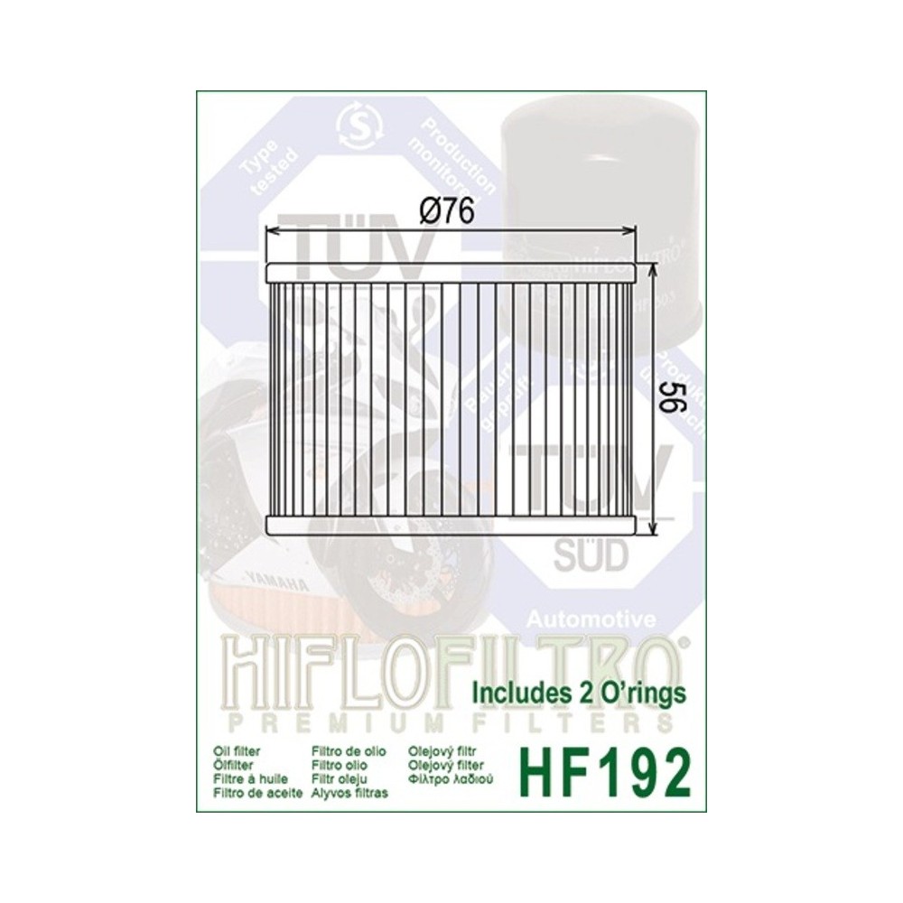 Filtro de Aceite Hiflofiltro HF192 | RCMotos