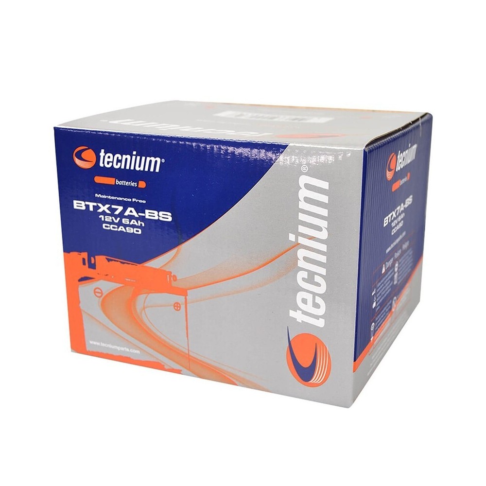 Batería TECNIUM BTX7A-BS sin mantenimiento con pack de electrolito | Batería moto Tecnium